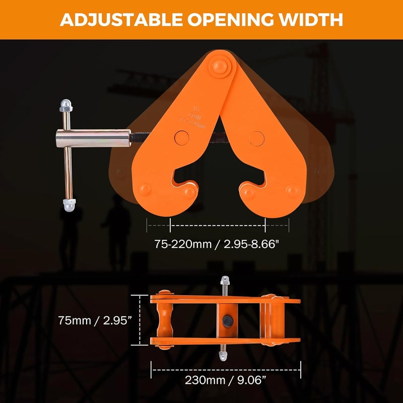 BEAMNOVA I Beam Clamp 4400lbs 2 Ton Load Capacity Heavy Duty Lifting Clamp Tool Metal for Rigging Adjustable Opening Flange - Image 3